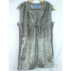 Simply Vera Vera Wang Women's Vest Size Small Gray Faux Fur Sleeveless Top